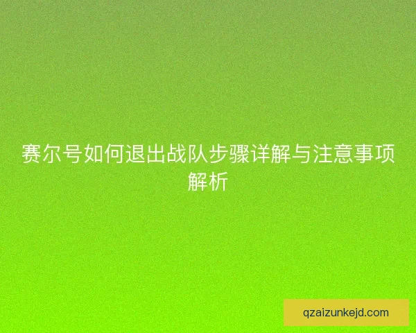 赛尔号如何退出战队步骤详解与注意事项解析